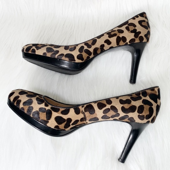 SOLD-Calvin Klein Leopard Print Calf Hair Black Pumps - Picture 7 of 14